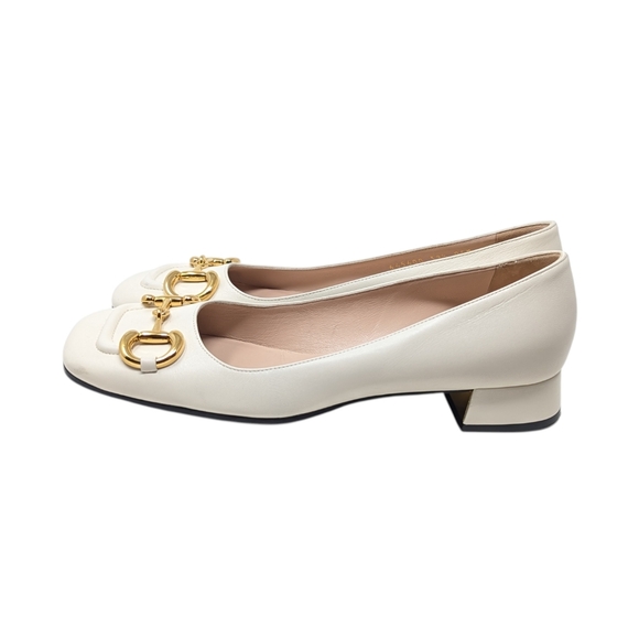 Gucci Malaga Kid Mystic White Baby Horsebit Leather Loafer Chunky Heel EU 39.5 - Picture 3 of 13
